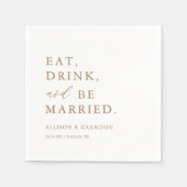 金ゴールド食べドリンクとベ結婚したーのバー結婚ナプキン スタンダードカクテルナプキン (正面)