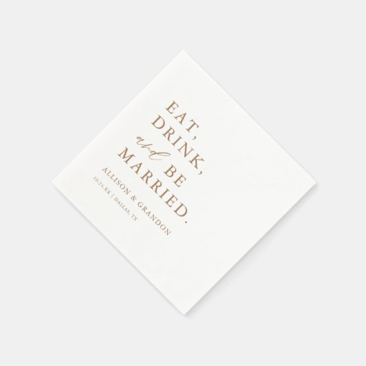 金ゴールド食べドリンクとベ結婚したーのバー結婚ナプキン スタンダードカクテルナプキン (角)