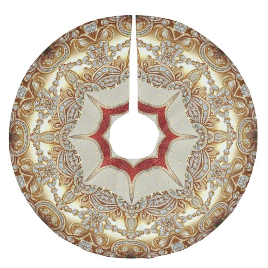 金ゴールド飾りツリースカート ブラッシュドポリエステルツリースカート (正面)