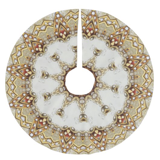 金ゴールド飾りツリースカート ブラッシュドポリエステルツリースカート (正面)