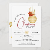 金ゴールド飾りパーティー 招待状 (正面/裏面)