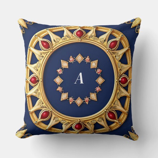 金ゴールド飾り円形デザイン クッション (正面)