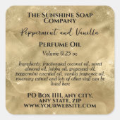 金ゴールド香水ローラーボトルラベル スクエアシール (正面)