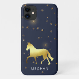 金ゴールド馬の星の馬術モノグラム電話ケース iPhone 11 ケース