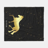 金ゴールド馬の星モノグラム フリースブランケット (正面(横))