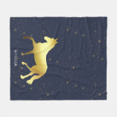 金ゴールド馬の星モノグラム フリースブランケット (正面(横))