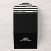 金ゴールド馬の白黒ストライプの結婚全て オールインワン招待状 (外側)