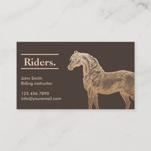 金ゴールド馬タン乗馬ビジネスカード 名刺 (正面)