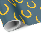 金ゴールド馬蹄型ダークバックグランドギフトラップ ラッピングペーパー (ロールコーナー)