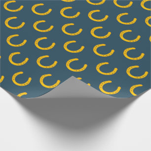 金ゴールド馬蹄型ダークバックグランドギフトラップ ラッピングペーパー