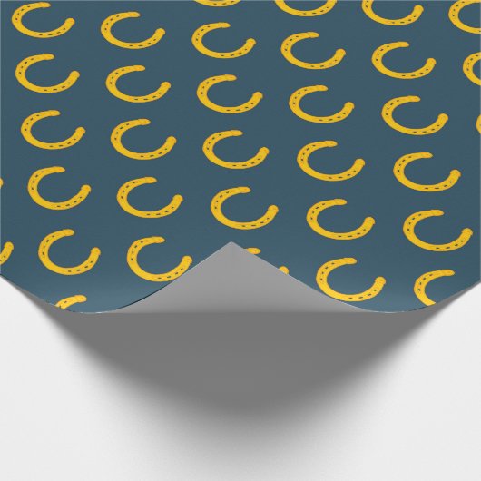 金ゴールド馬蹄型ダークバックグランドギフトラップ ラッピングペーパー (角)