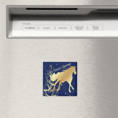 金ゴールド馬金ゴールドアクセント付きブルーシーズンズあいさつ マグネット (インサイチュ (食洗機))