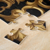 金ゴールド馬金ゴールド及び黒色装飾枠 ジグソーパズル (側面)