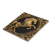 金ゴールド馬金ゴールド及び黒色装飾枠 タイル (側面)