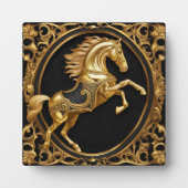 金ゴールド馬金ゴールド及び黒色装飾枠 フォトプラーク (正面)