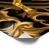 金ゴールド馬金ゴールド及び黒色装飾枠 ポスター (コーナー)