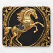 金ゴールド馬金ゴールド及び黒色装飾枠 マウスパッド (正面)