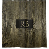 金ゴールド高級ウッドグレイン シャワーカーテン (正面)