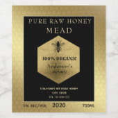 金ゴールド高級ミードクイーンビーハニカムハニーワイン ワインラベル (シングルラベル)