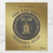 金ゴールド高級ミードビーハイブハニカムハニーワイン ワインラベル (シングルラベル)