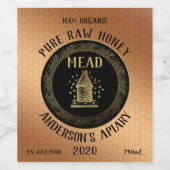 金ゴールド高級ミードビーハイブハニカムハニーワイン ワインラベル (シングルラベル)