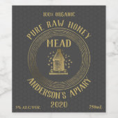 金ゴールド高級ミードビーハイブハニカムハニーワイン ワインラベル (シングルラベル)