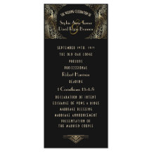 金ゴールド魅力的アールデコピーコック結婚式 プログラム