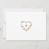 金ゴールド魅力的クロスフローラガールフォトバプテスマ 招待状 (裏面)