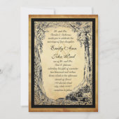 金ゴールド魅惑された森の木のアーチ上の金ゴールドメタル 招待状 (正面)