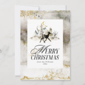 金ゴールド魔法森フローラ写真クリスマス シーズンカード (正面)