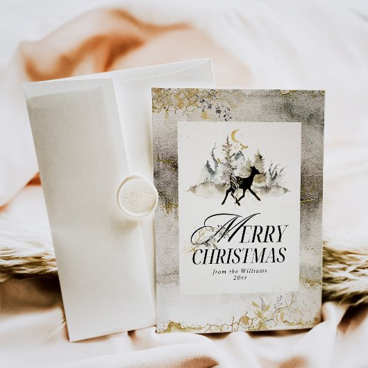 金ゴールド魔法森フローラ写真クリスマス シーズンカード