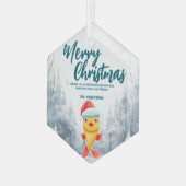 金ゴールド魚おもしろいメリークリスマスツリー雪ホリデーパーティー ガラスオーナメント (正面左)