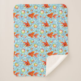 金ゴールド魚と石鹸の泡 シェルパブランケット