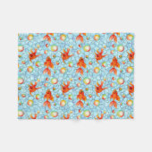 金ゴールド魚と石鹸の泡。 フリースブランケット (正面(横))