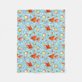金ゴールド魚と石鹸の泡。 フリースブランケット