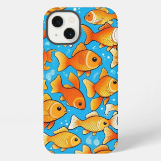 金ゴールド魚の群れが楽しい iPhone 13ケース