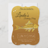 金ゴールド魚パーティー誕生日招待状 (正面)