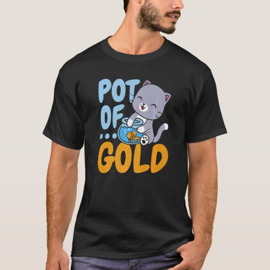 金ゴールド魚採石業魚養殖ポット Tシャツ (正面)