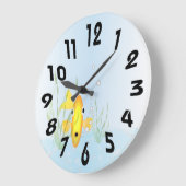 金ゴールド魚鉢の時計 ラージ壁時計 (傾斜)