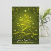 金ゴールド鮮やかグリーン抽象芸術クリスマスウマ シーズンカード (スタンド正面)