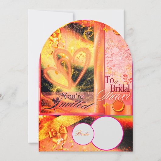 金ゴールド鮮やかブライダルシャワー招待 招待状 (正面)