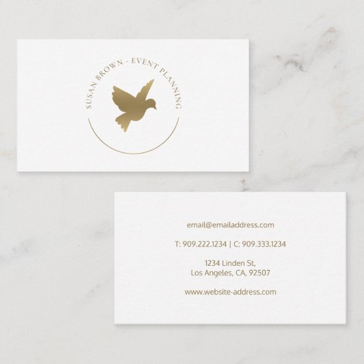 金ゴールド鳥のロゴ 名刺 (正面/裏面)