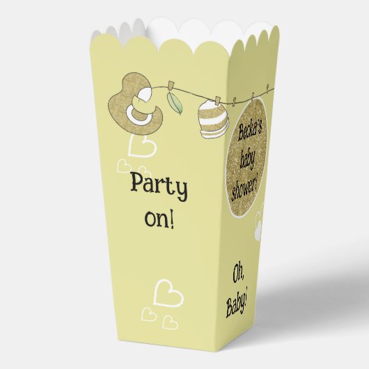 金ゴールド鳥の赤ちゃんシャワーお願いボックス フェイバーボックス (裏面)