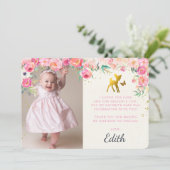 金ゴールド鹿とフローラ写真サンキューカード サンキューカード (スタンド正面)