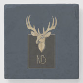 金ゴールド鹿の頭 ストーンコースター (正面)