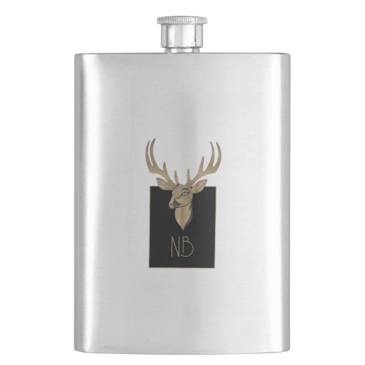 金ゴールド鹿の頭 フラスク (正面)