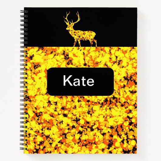 金ゴールド鹿の飛び散絵を描り ノートブック (正面)
