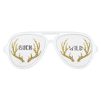 金ゴールド鹿〔雄ジカの〕枝角バックワイルド アビエーターサングラス