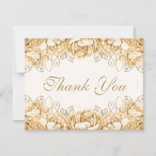 金ゴールド黄エレガントフローラキンセアニェラ サンキューカード (正面)
