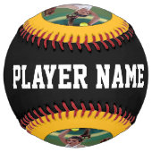 金ゴールド黄カスタム色プレイヤーの写真名と番号 ソフトボール (裏面)